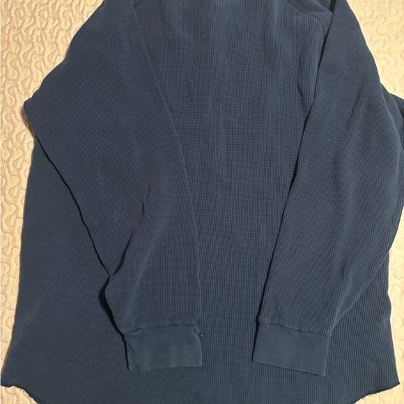 American Eagle Shirt Mens XXL Blue Thermal Vintage Slim Fit Henley Long Sleeve - Picture 4 of 5